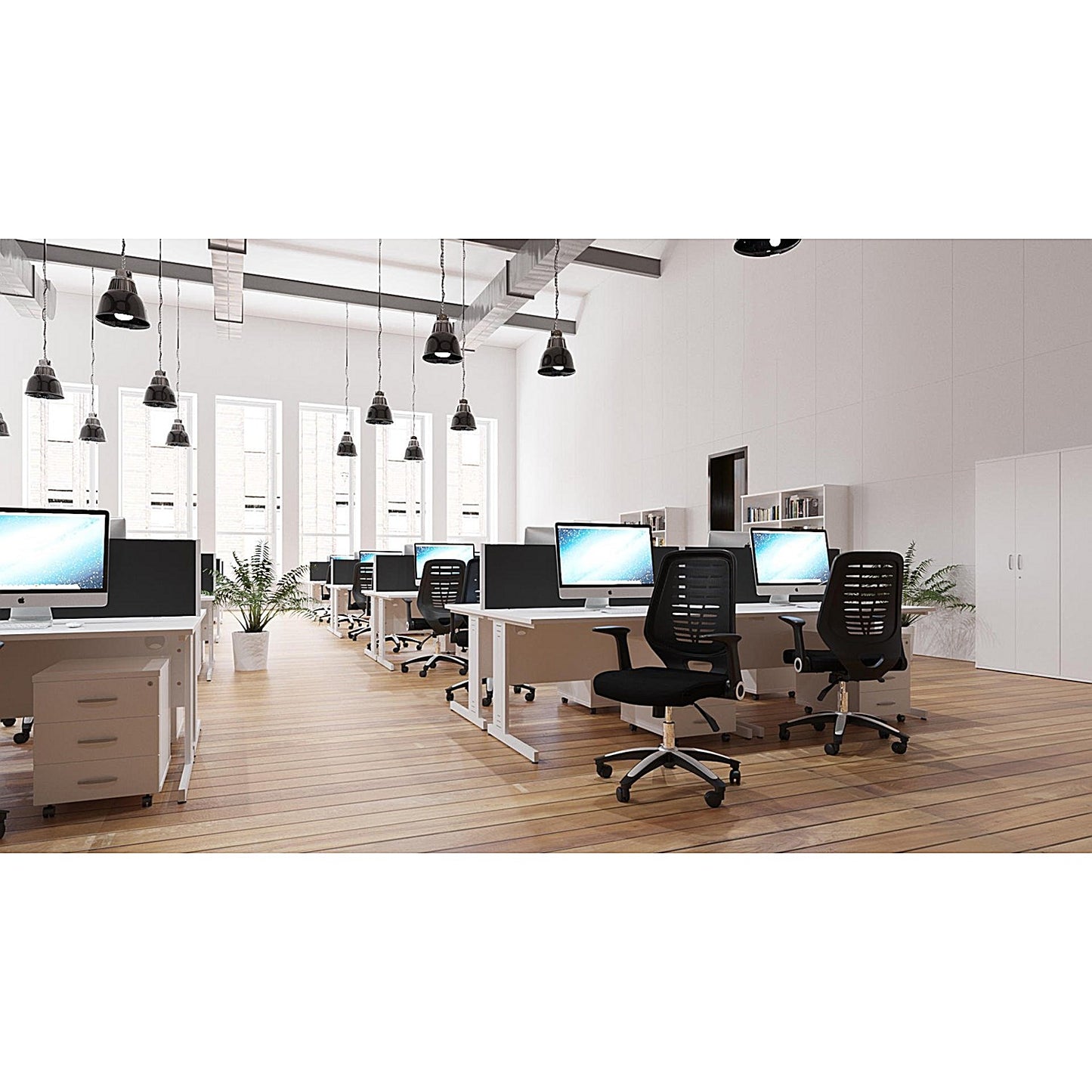 Impulse 1000mm Rectangular Desk, White Cable Managed Leg, White