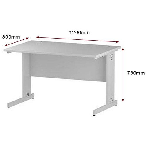 Impulse 1200mm Rectangular Desk, White Cable Managed Leg, White