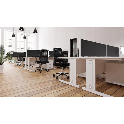 Impulse 1200mm Rectangular Desk, White Cable Managed Leg, White