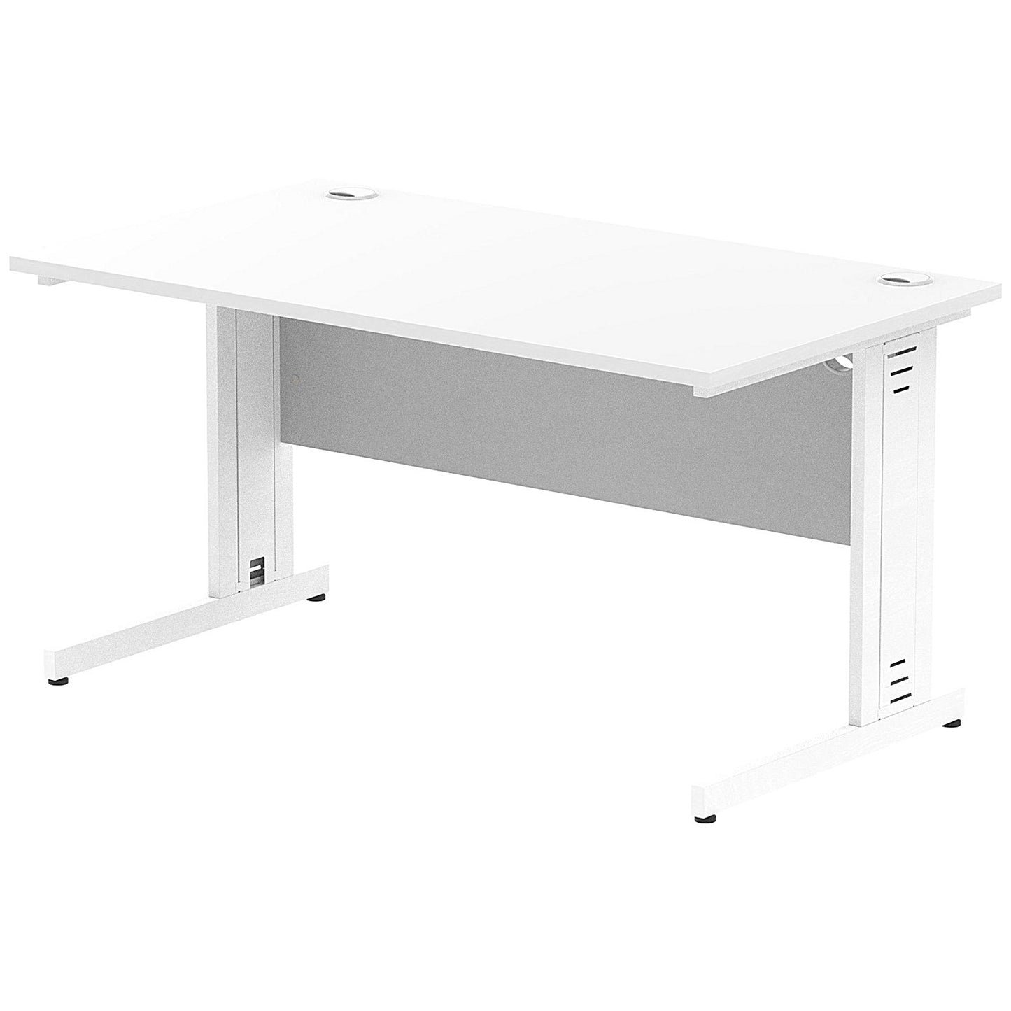 Impulse 1400mm Rectangular Desk, White Cable Managed Leg, White