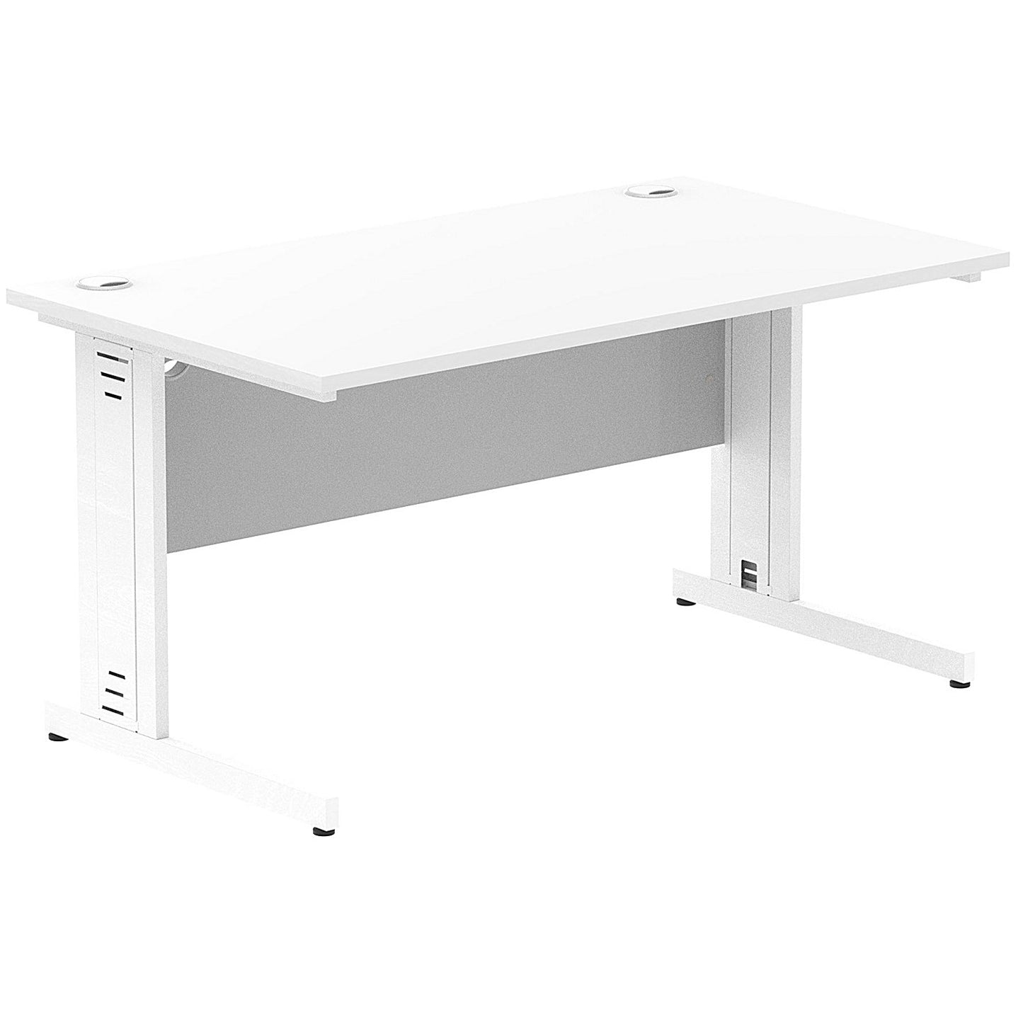 Impulse 1400mm Rectangular Desk, White Cable Managed Leg, White