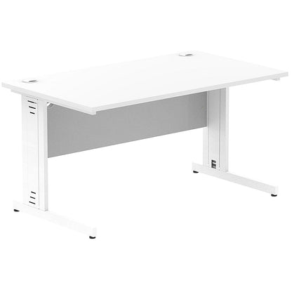 Impulse 1400mm Rectangular Desk, White Cable Managed Leg, White