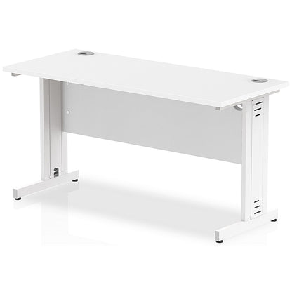 Impulse 1400mm Slim Rectangular Desk, White Cable Managed Leg, White