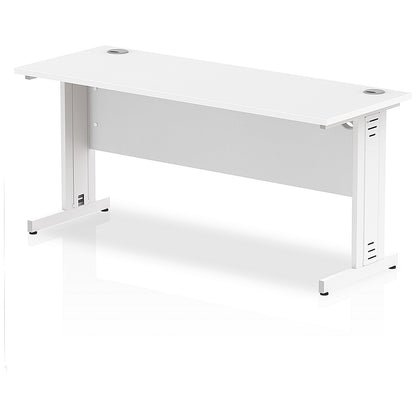 Impulse 1600mm Slim Rectangular Desk, White Cable Managed Leg, White