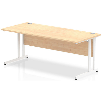 Impulse 1800mm Rectangular Desk, White Cantilever Leg, Maple
