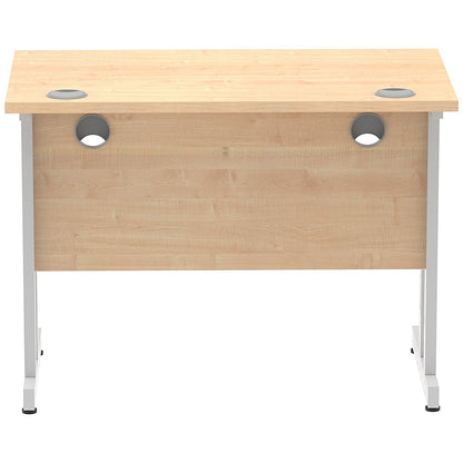 Impulse 1000mm Slim Rectangular Desk, Silver Cantilever Leg, Maple