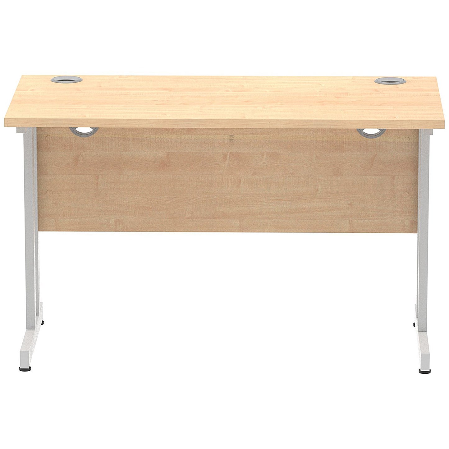 Impulse 1200mm Slim Rectangular Desk, Silver Cantilever Leg, Maple
