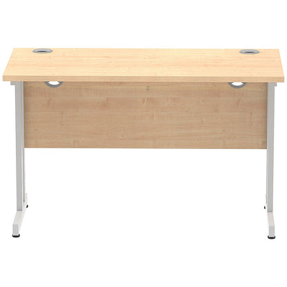 Impulse 1200mm Slim Rectangular Desk, Silver Cantilever Leg, Maple