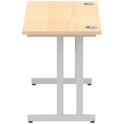 Impulse 1200mm Slim Rectangular Desk, Silver Cantilever Leg, Maple