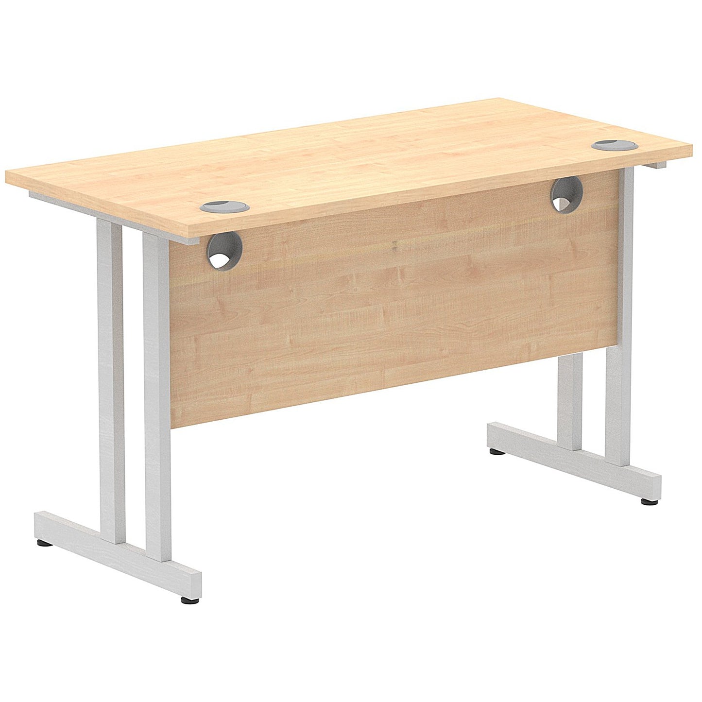 Impulse 1200mm Slim Rectangular Desk, Silver Cantilever Leg, Maple