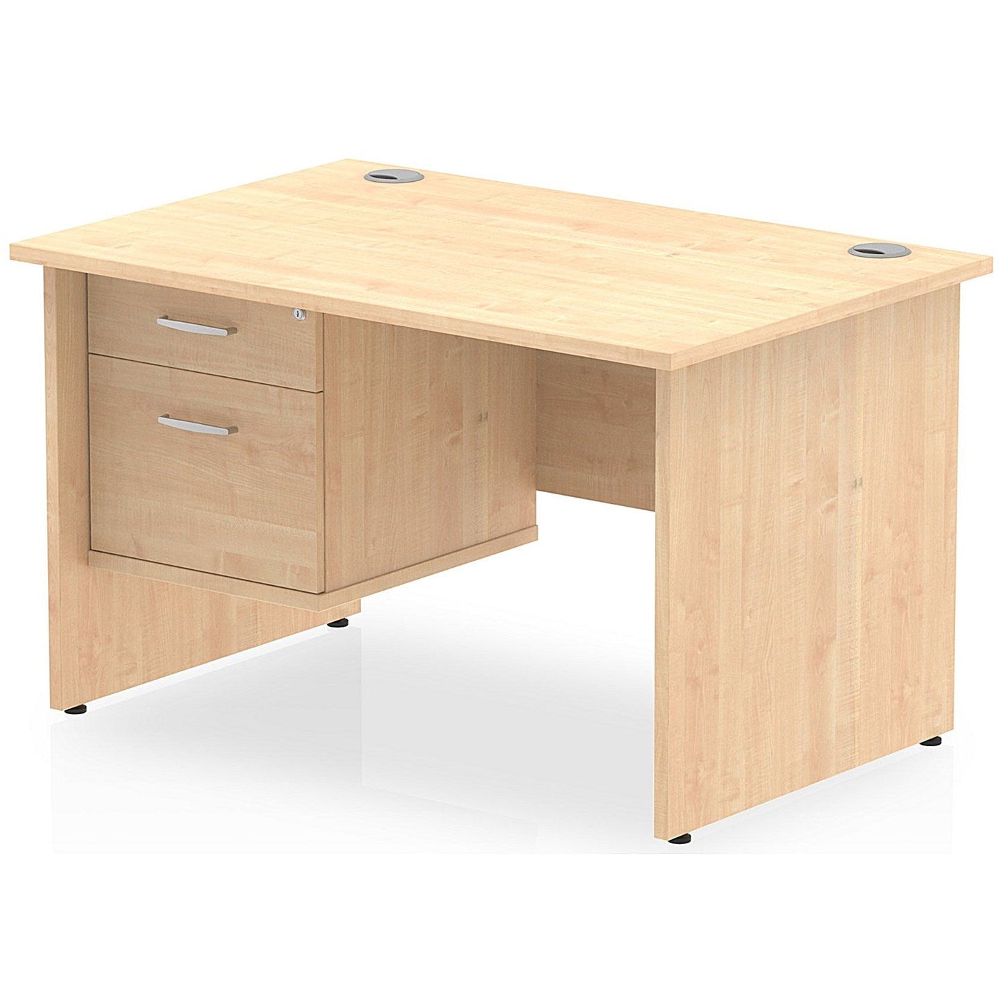 Impulse 1200mm Rectangular Desk With 2 Drawer Fixed Pedestal, Panel End Leg, Maple Easy2Order : MI002476