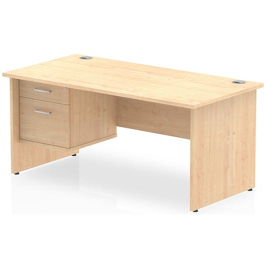 Impulse 1600mm Rectangular Desk With 2 Drawer Fixed Pedestal, Panel End Leg, Maple Easy2Order : MI002478
