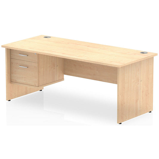 Impulse 1800mm Rectangular Desk With 2 Drawer Fixed Pedestal, Panel End Leg, Maple Easy2Order : MI002479