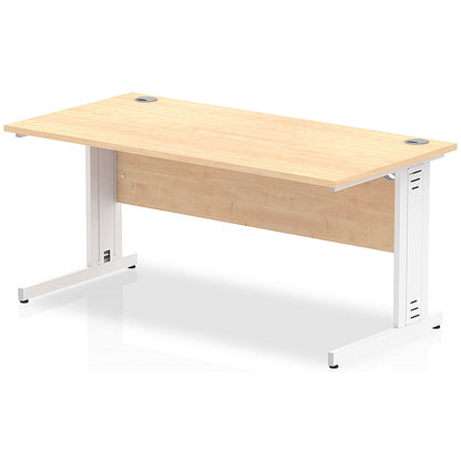 Impulse 1600mm Rectangular Desk, White Cable Managed Leg, Maple