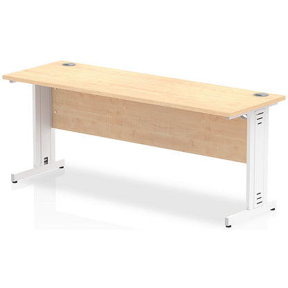Impulse 1800mm Slim Rectangular Desk, White Cable Managed Leg, Maple