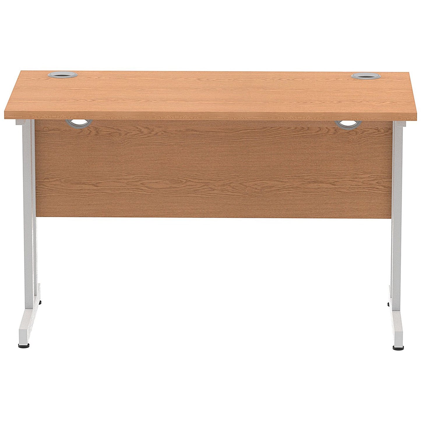 Impulse 1200mm Slim Rectangular Desk, Silver Cantilever Leg, Oak
