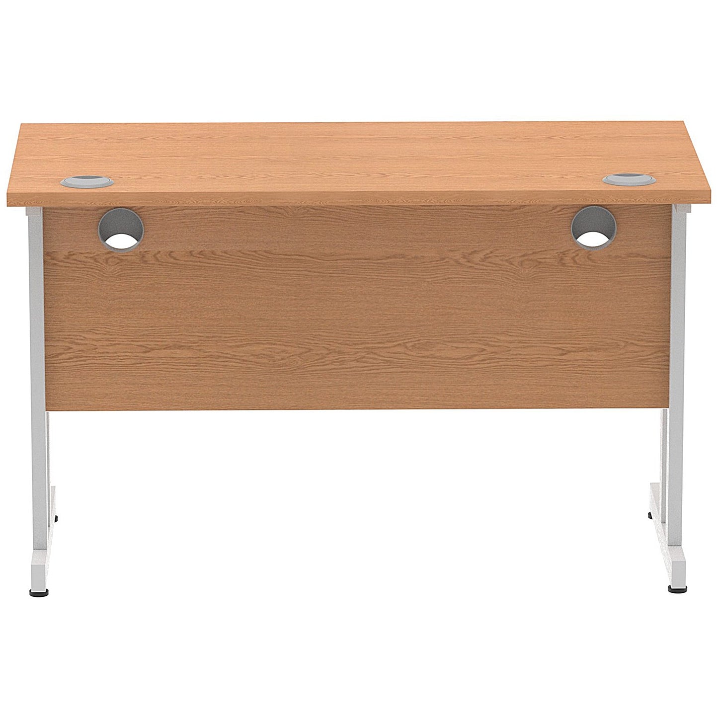Impulse 1200mm Slim Rectangular Desk, Silver Cantilever Leg, Oak