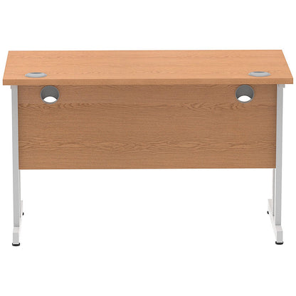 Impulse 1200mm Slim Rectangular Desk, Silver Cantilever Leg, Oak