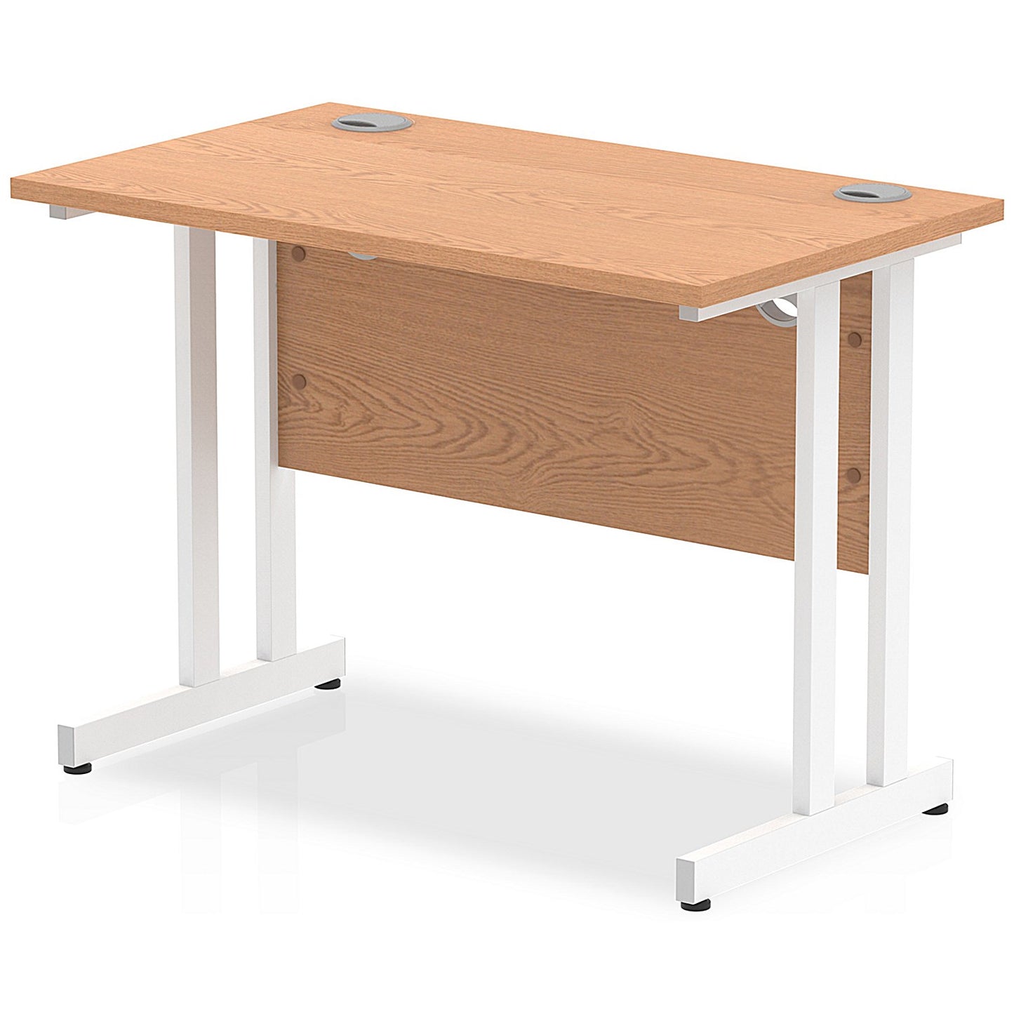 Impulse 1000mm Slim Rectangular Desk, White Cantilever Leg, Oak