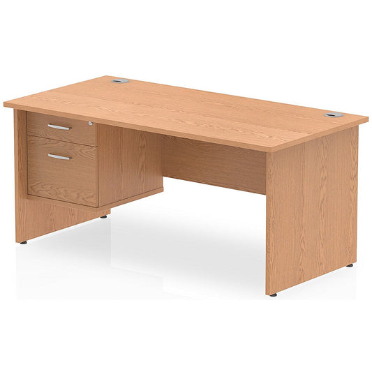 Impulse 1600mm Rectangular Desk With 2 Drawer Fixed Pedestal, Panel End Leg, Oak Easy2Order : MI002704