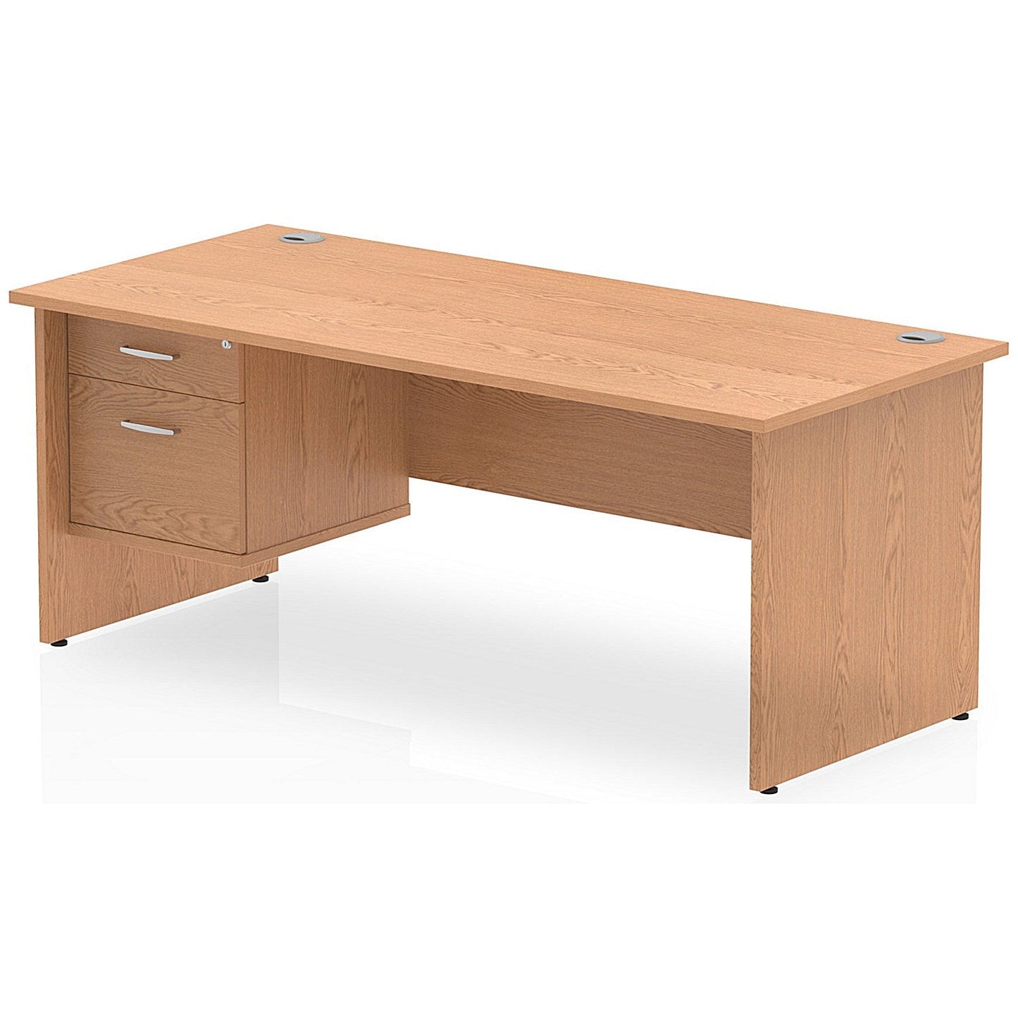 Impulse 1800mm Rectangular Desk With 2 Drawer Fixed Pedestal, Panel End Leg, Oak Easy2Order : MI002705