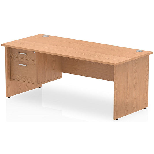 Impulse 1800mm Rectangular Desk With 2 Drawer Fixed Pedestal, Panel End Leg, Oak Easy2Order : MI002705