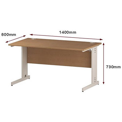 Impulse 1400mm Rectangular Desk, White Cable Managed Leg, Oak