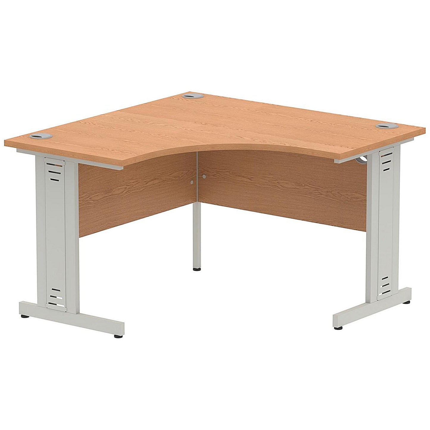 Impulse 1200mm Corner Desk, Silver Cable Managed Leg, Oak