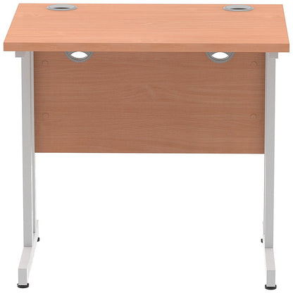 Impulse 800mm Slim Rectangular Desk, Silver Cantilever Leg, Beech