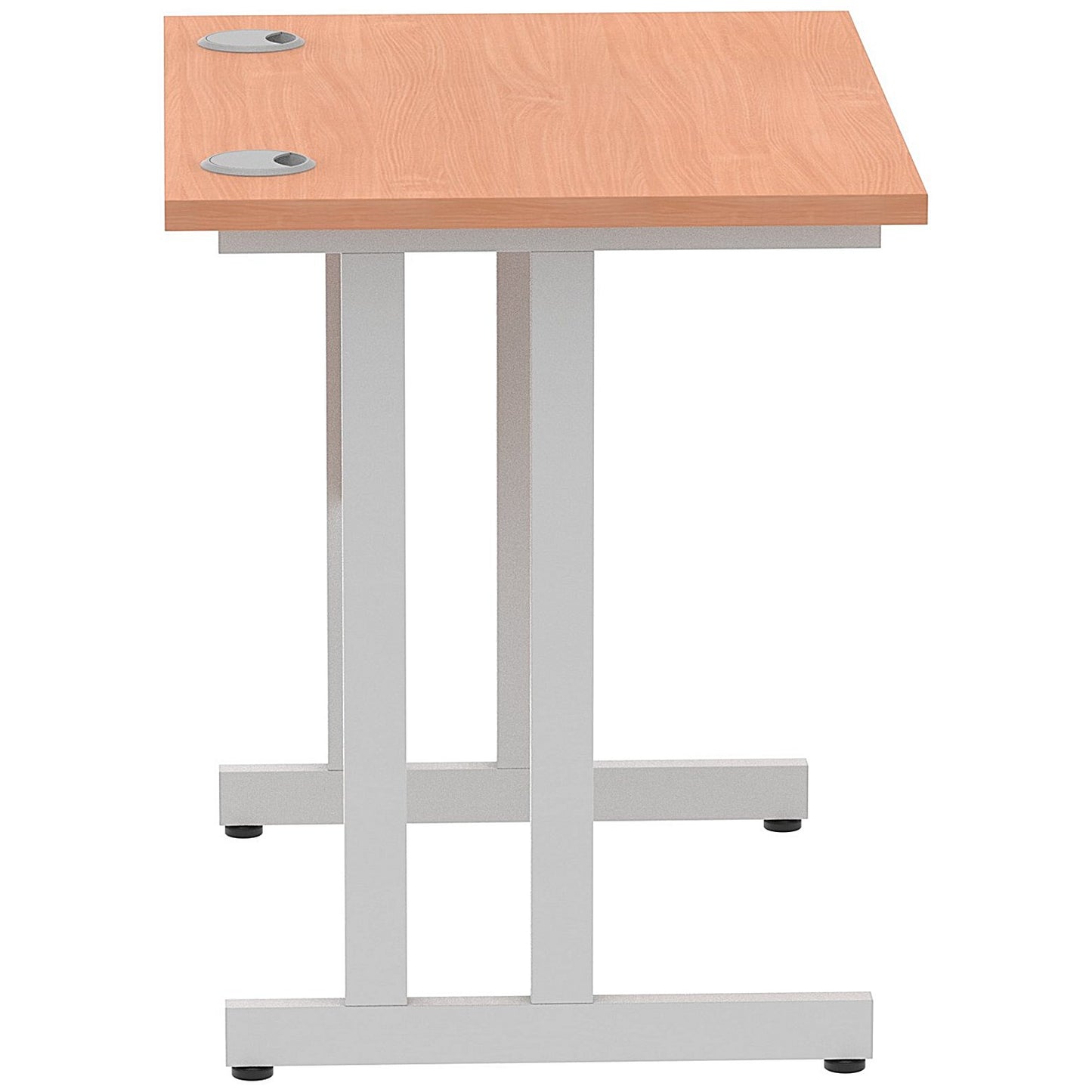 Impulse 800mm Slim Rectangular Desk, Silver Cantilever Leg, Beech