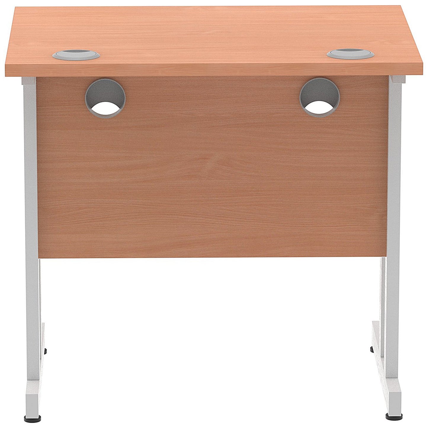 Impulse 800mm Slim Rectangular Desk, Silver Cantilever Leg, Beech