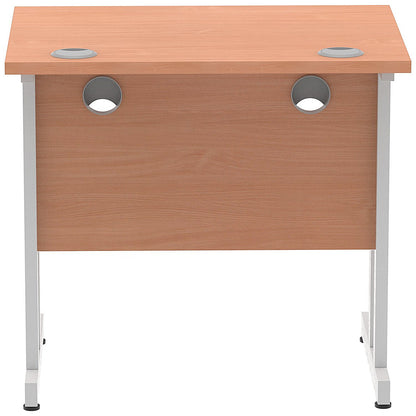 Impulse 800mm Slim Rectangular Desk, Silver Cantilever Leg, Beech