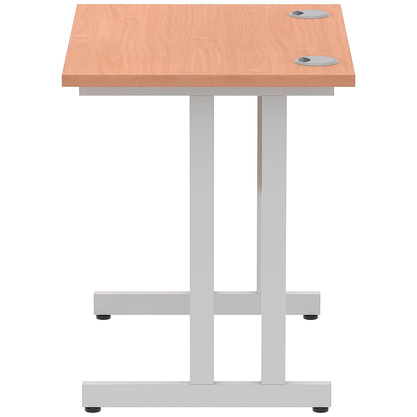 Impulse 800mm Slim Rectangular Desk, Silver Cantilever Leg, Beech