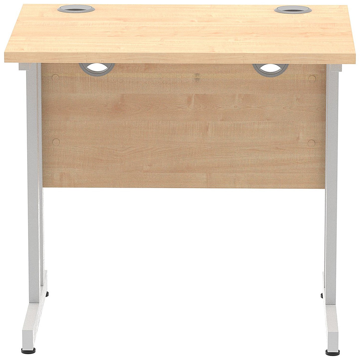 Impulse 800mm Slim Rectangular Desk, Silver Cantilever Leg, Maple
