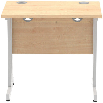 Impulse 800mm Slim Rectangular Desk, Silver Cantilever Leg, Maple
