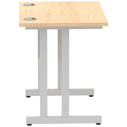 Impulse 800mm Slim Rectangular Desk, Silver Cantilever Leg, Maple