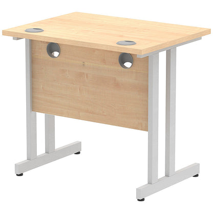 Impulse 800mm Slim Rectangular Desk, Silver Cantilever Leg, Maple