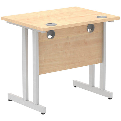 Impulse 800mm Slim Rectangular Desk, Silver Cantilever Leg, Maple