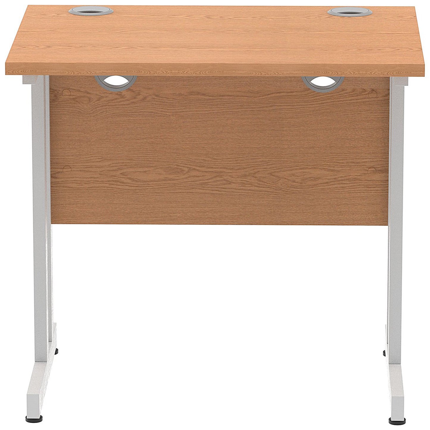 Impulse 800mm Slim Rectangular Desk, Silver Cantilever Leg, Oak