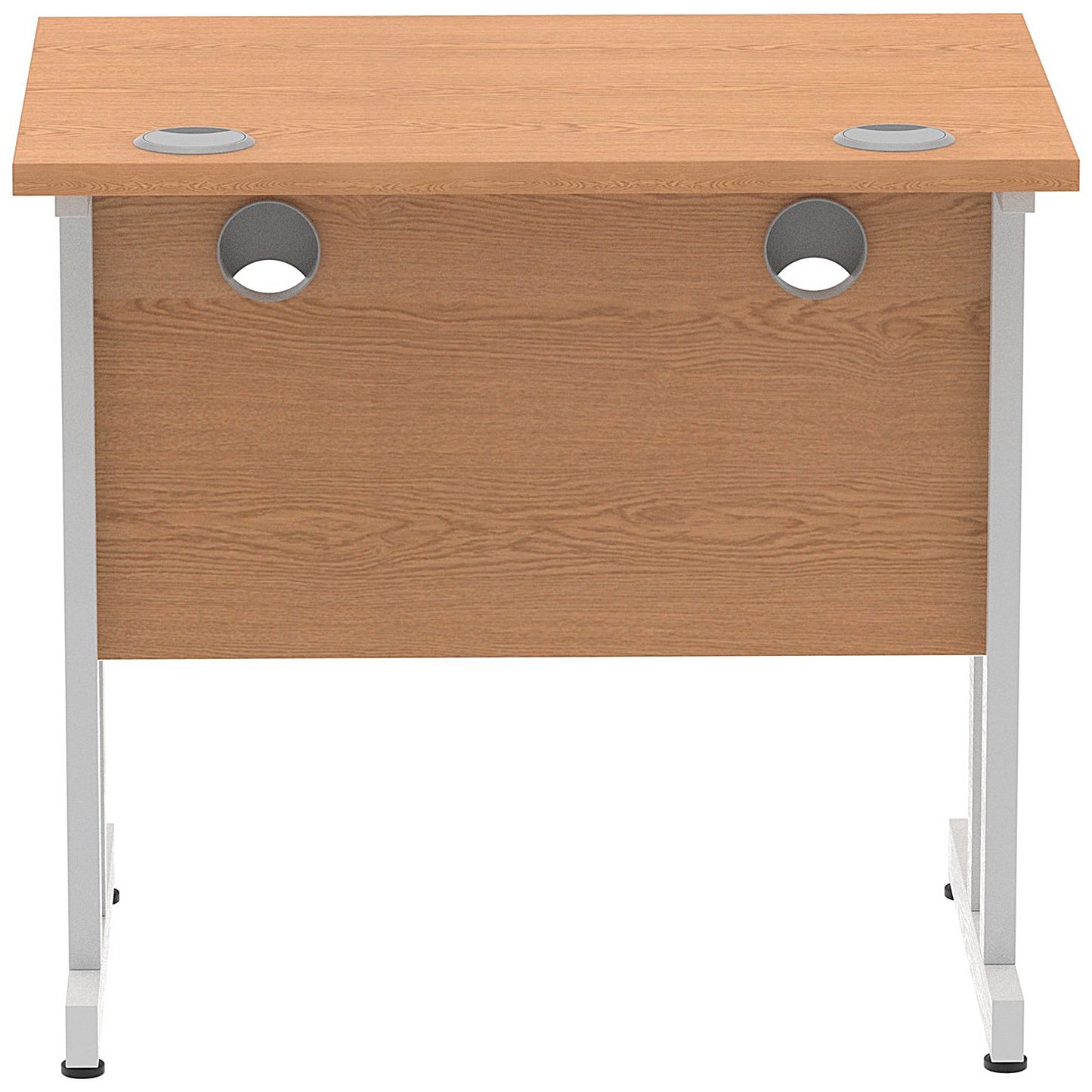 Impulse 800mm Slim Rectangular Desk, Silver Cantilever Leg, Oak