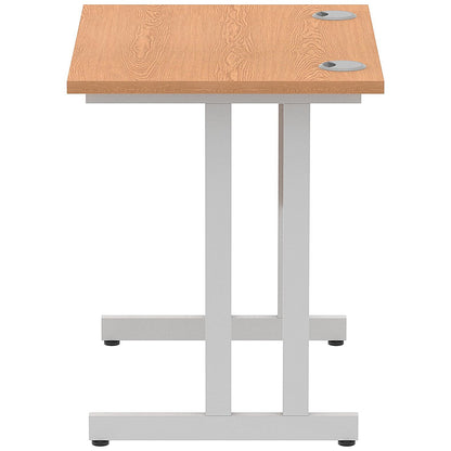 Impulse 800mm Slim Rectangular Desk, Silver Cantilever Leg, Oak