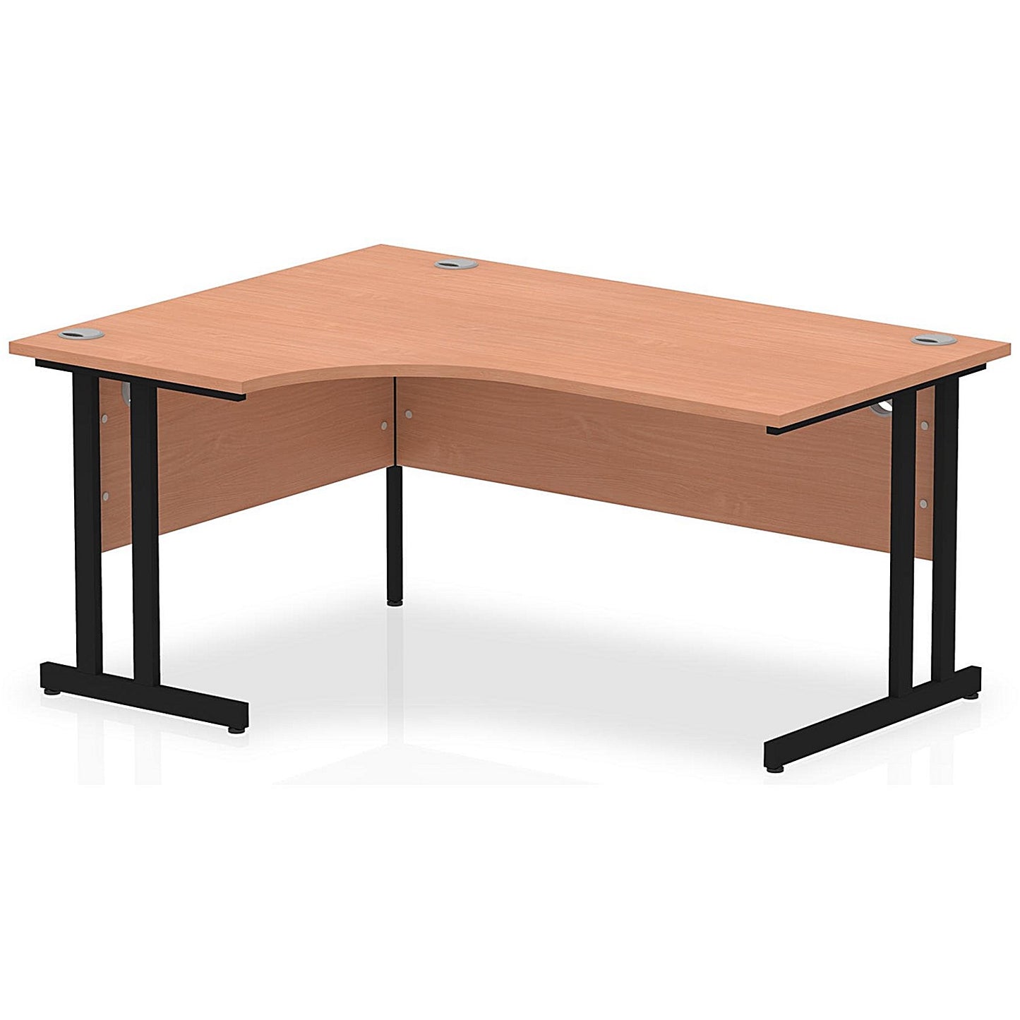 Impulse 1600mm Corner Desk, Left Hand, Black Cantilever Leg, Beech