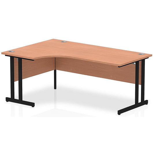 Impulse 1800mm Corner Desk, Left Hand, Black Cantilever Leg, Beech