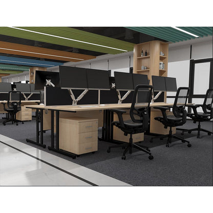 Impulse 1400mm Rectangular Desk, Black Cantilever Leg, Maple