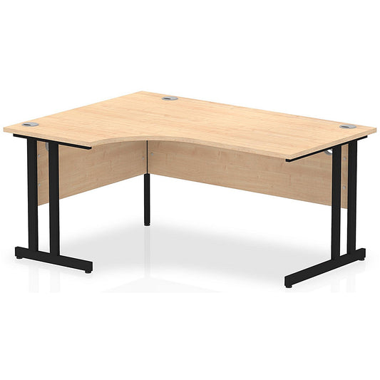 Impulse 1600mm Corner Desk, Left Hand, Black Cantilever Leg, Maple