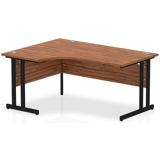 Impulse 1600mm Corner Desk, Left Hand, Black Cantilever Leg, Walnut