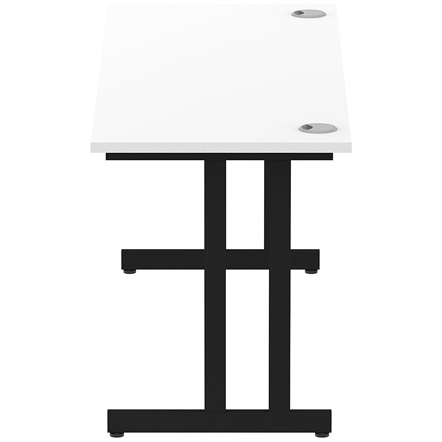 Impulse 1600mm Slim Rectangular Desk, Black Cantilever Leg, White
