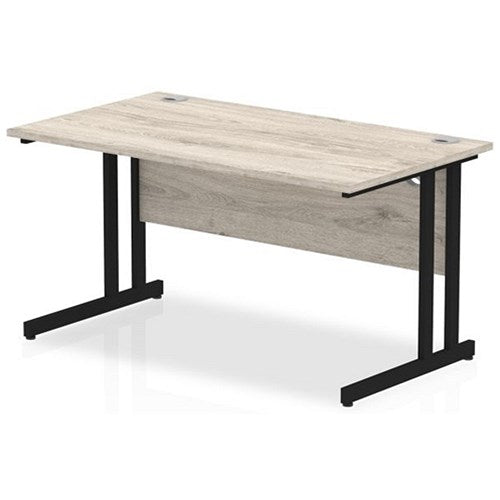 Impulse 1400mm Rectangular Desk, Black Cantilever Leg, Grey Oak