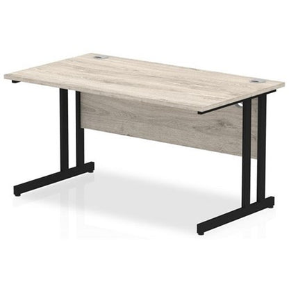 Impulse 1400mm Rectangular Desk, Black Cantilever Leg, Grey Oak