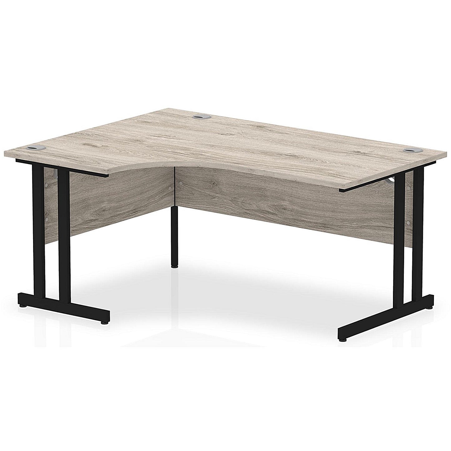 Impulse 1600mm Corner Desk, Left Hand, Black Cantilever Leg, Grey Oak
